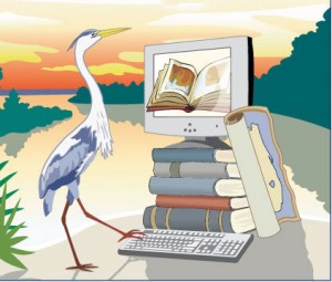 florida library webinars logo - a bird and a computer