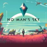 Box art for No Man's Sky. A lone figure walks across an alien world with animals and spaceships visible.