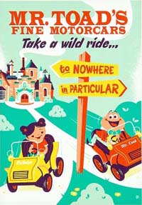 Mr Toad's Wild Ride poster - two cars on a road